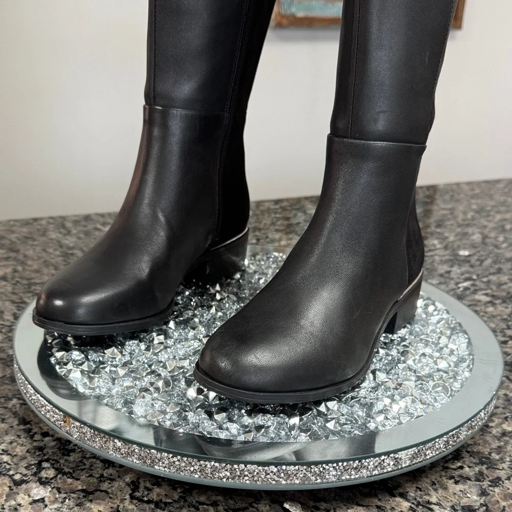 Alfani leather Black tall Boots with stretchy calf NEW 5.5